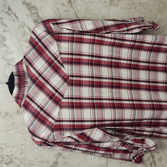 VINTAGE • Gilevans Flannel Button Down Long Sleeve large red black light weight - Picture 7 of 9